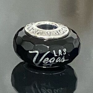HTF Pandora Las Vegas Exclusive Black Murano Charm Rare Very Good Condition